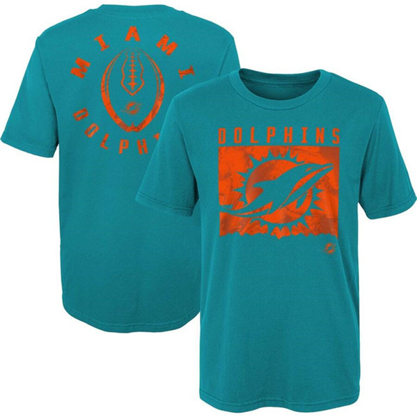 Men's Miami Dolphins Aqua Preschool Liquid Camo Logo T-Shirt